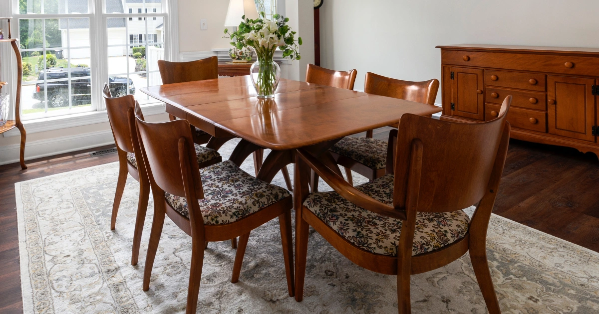 Classic wooden dining set featuring handcrafted farmhouse dining tables